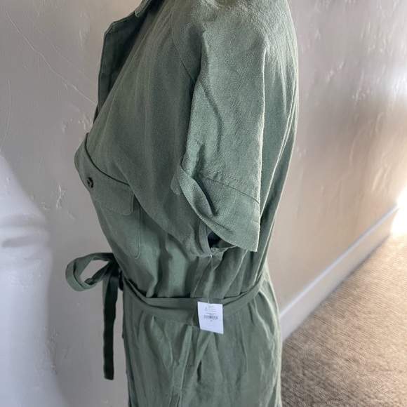 NWT Old Navy green collared button dress, tie waist with pockets! Size Medium - Picture 12 of 16